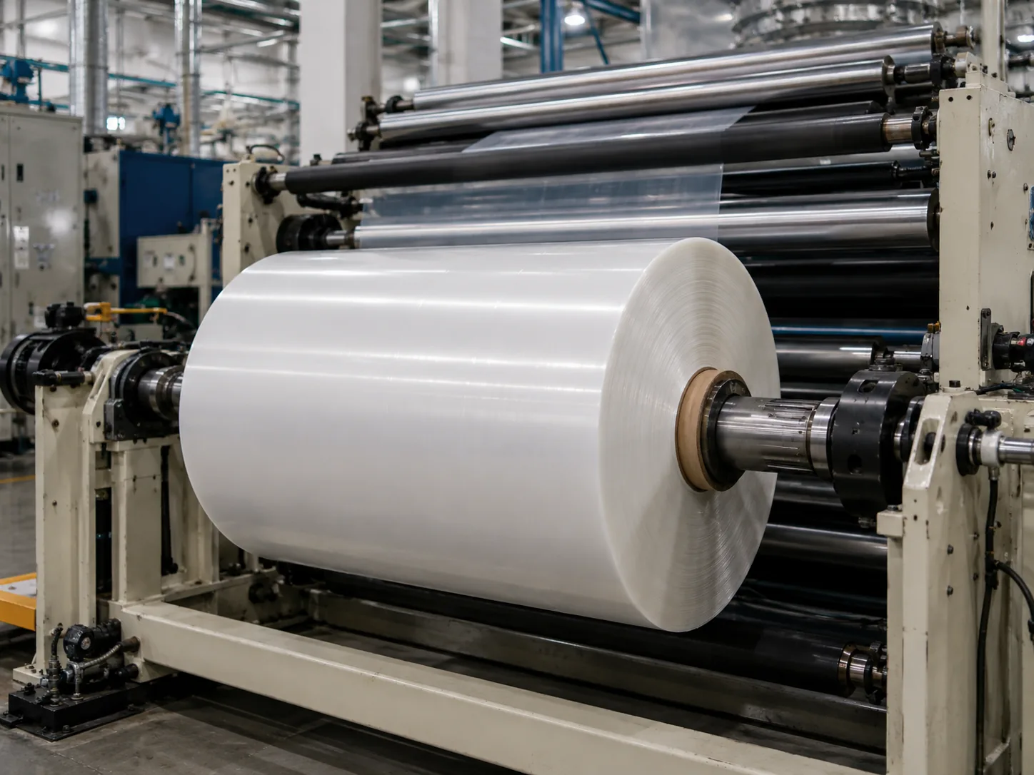 Winding and inline slitting of extruded film