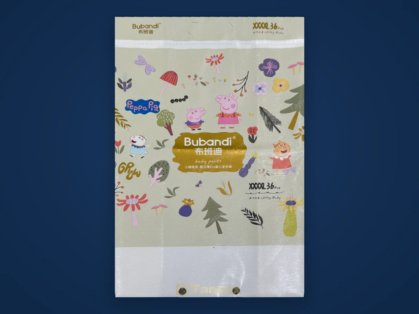 Hot stamping foil finish euro bottom pouch with metallic decorative detail