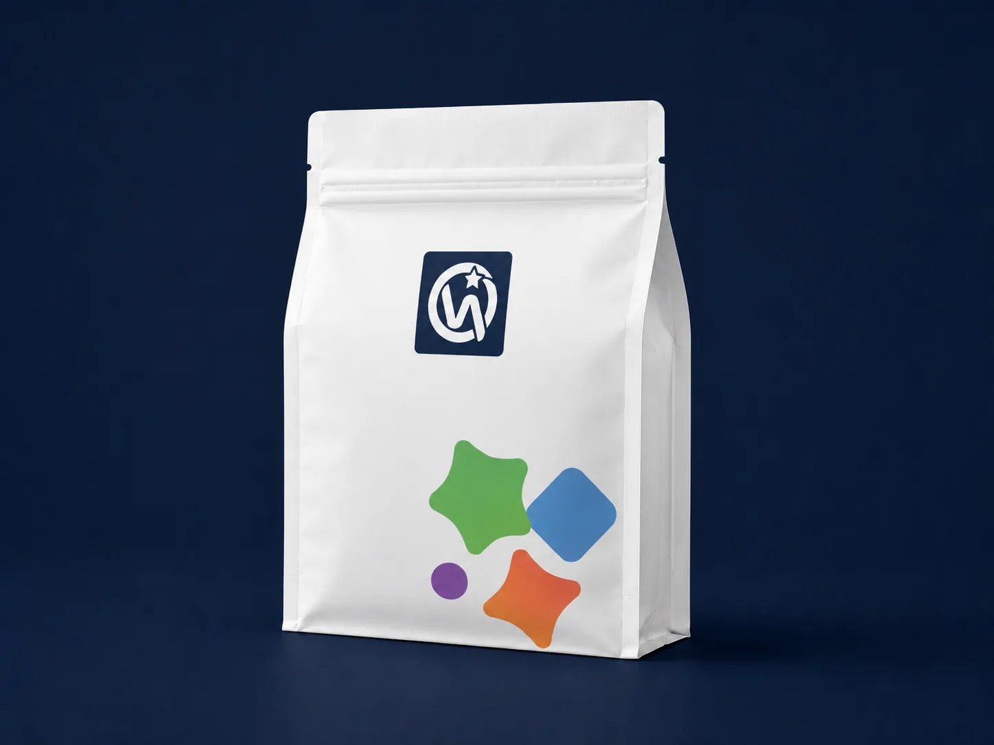 Flat Bottom with Zipper — Box pouch with press-to-close PTR zipper for resealability