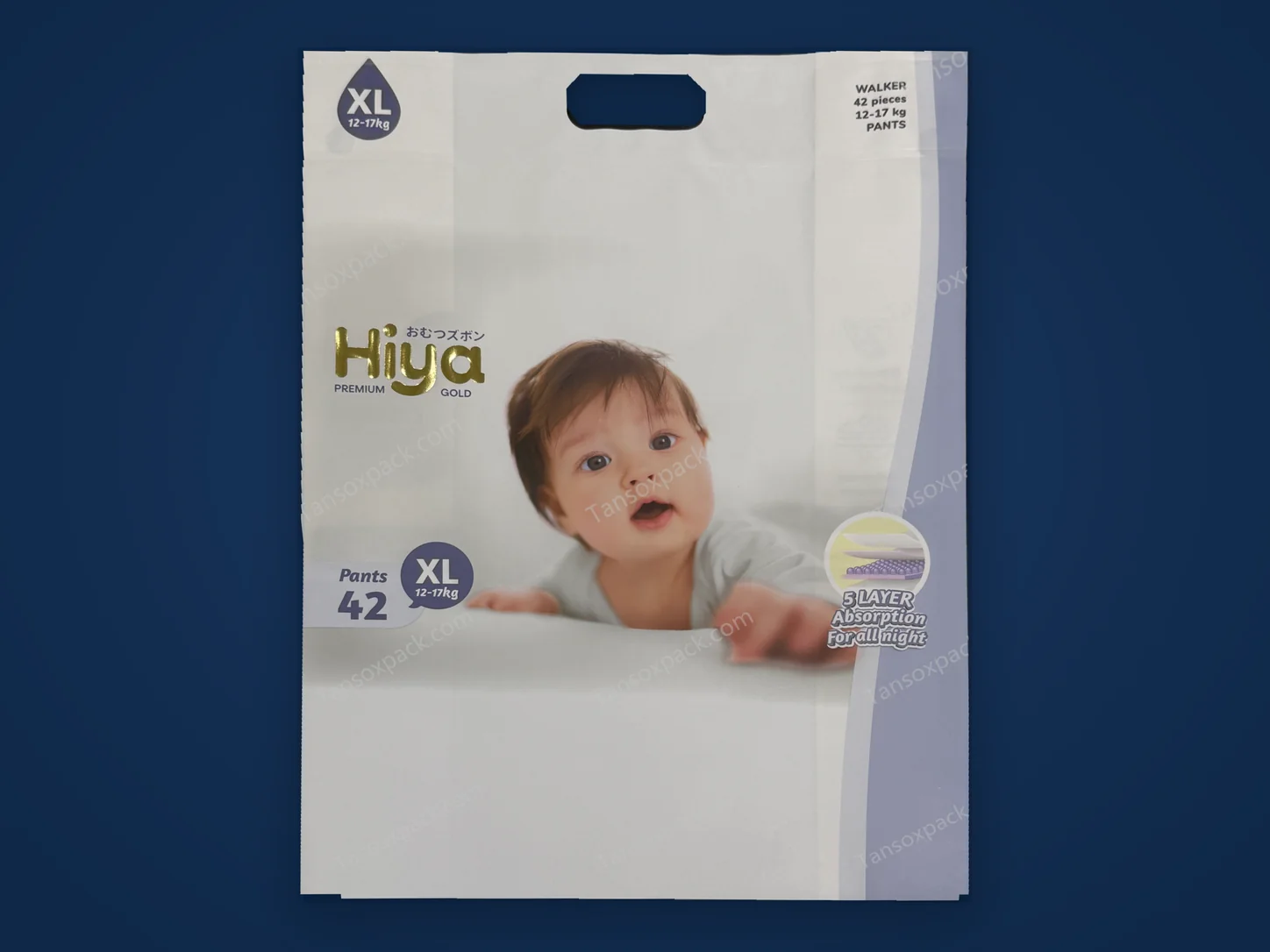 Paper composite side gusset bag with matte soft touch laminate for hygiene retail packs