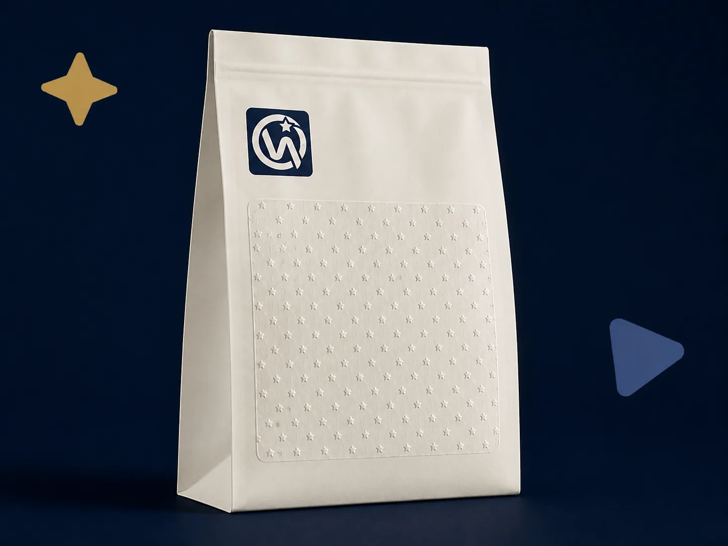 Flat Bottom Bag — 3D emboss on flat bottom retail bags for shelf differentiation