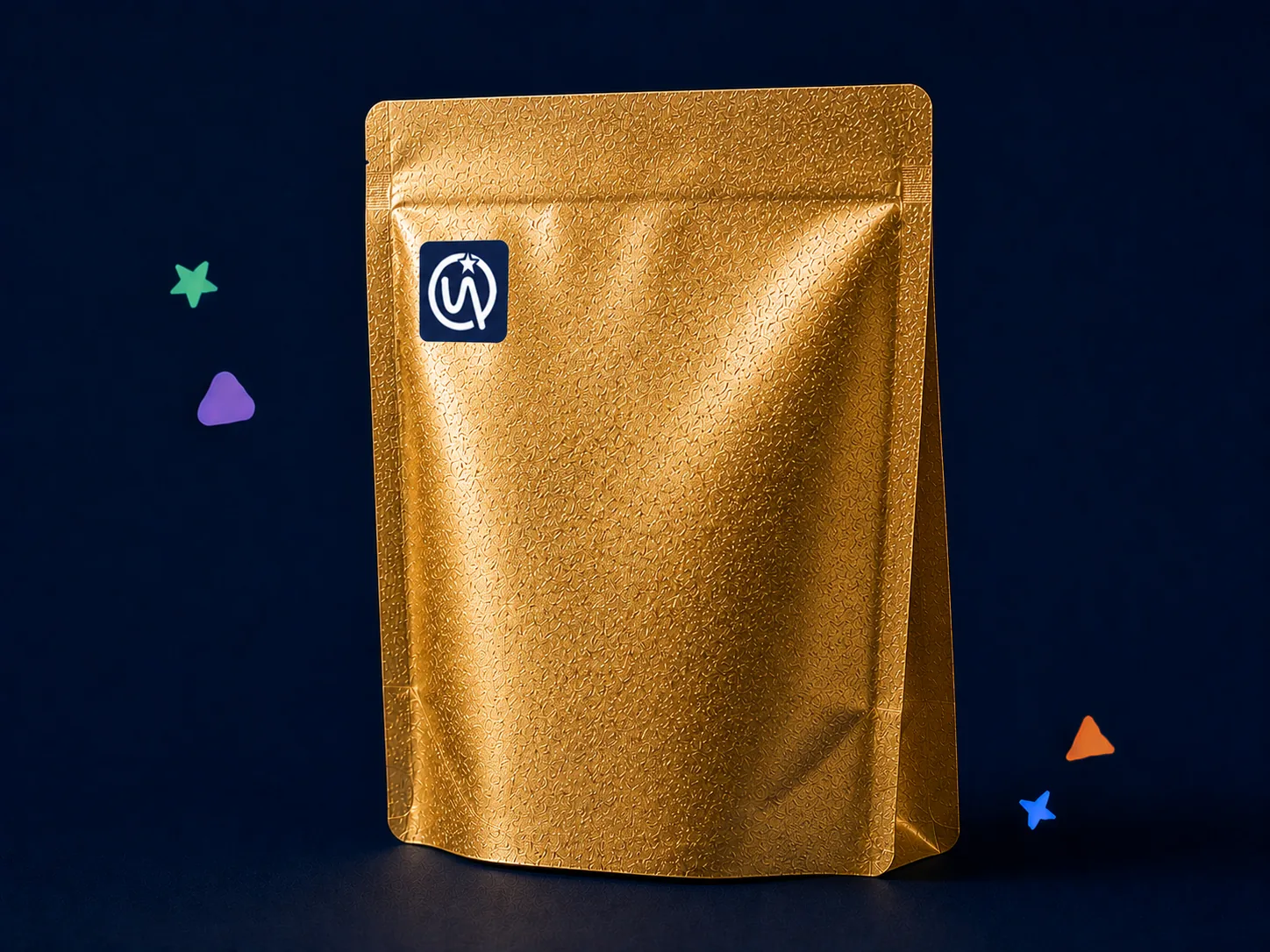 Gold Sand — gold sand finish on a stand up pouch