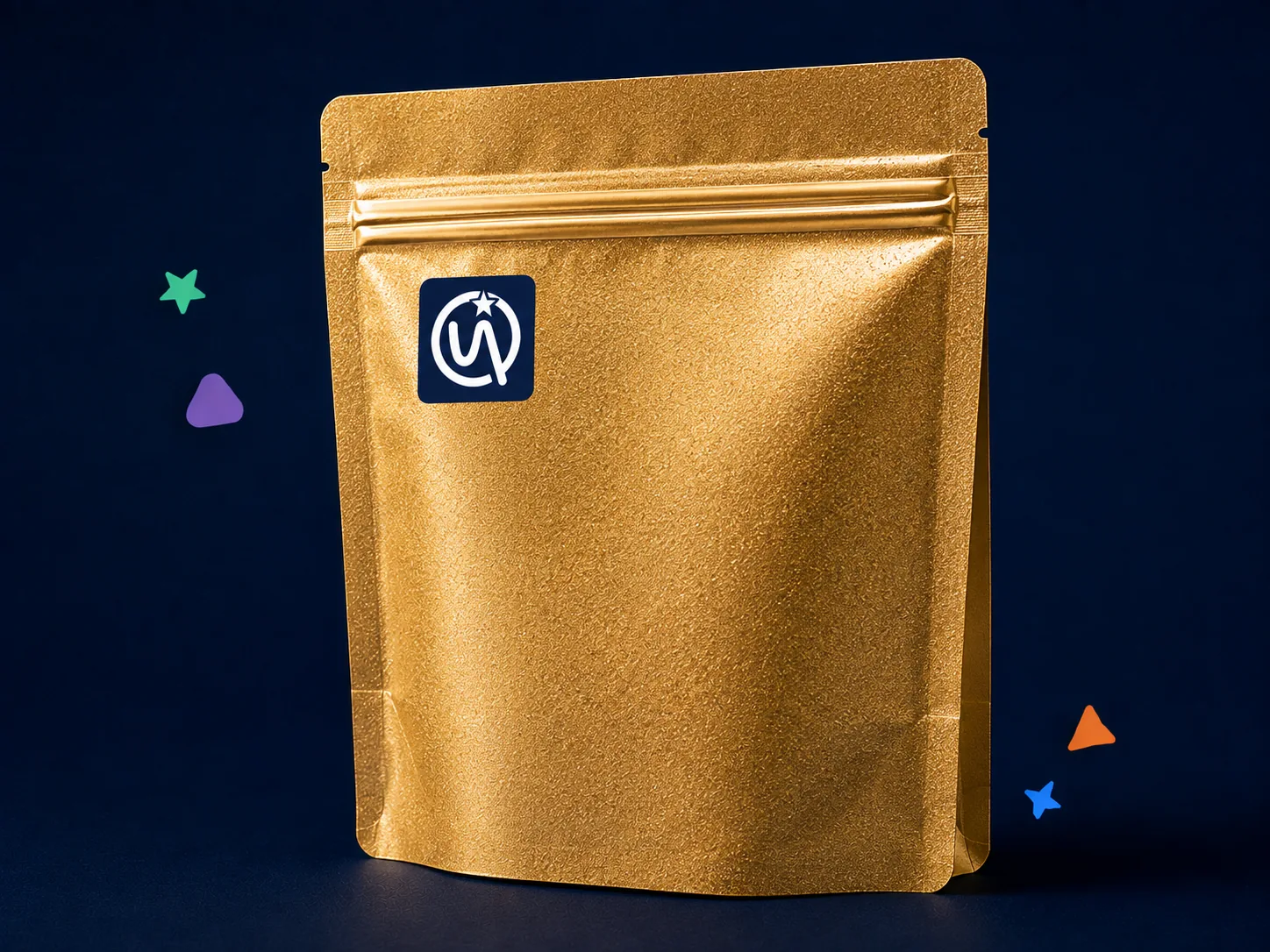 Zipper Bag — Resealable bags with gold sand for premium hygiene product lines