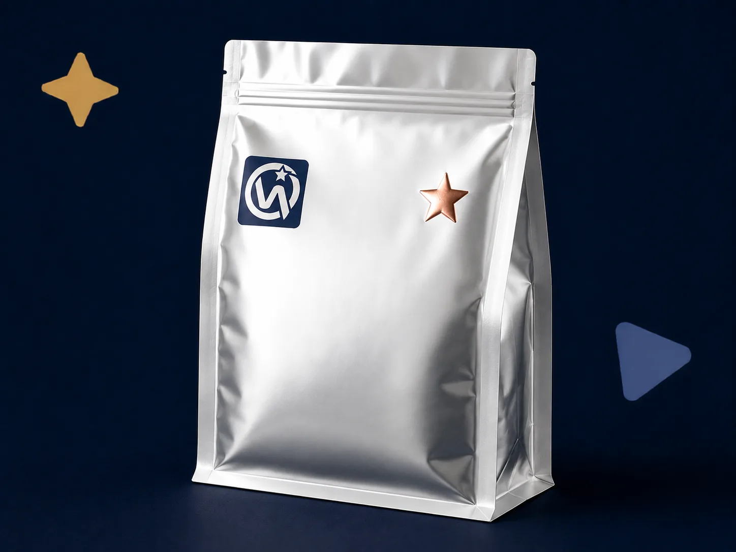 Mylar Bag — Hot stamp accents on high-barrier foil bags