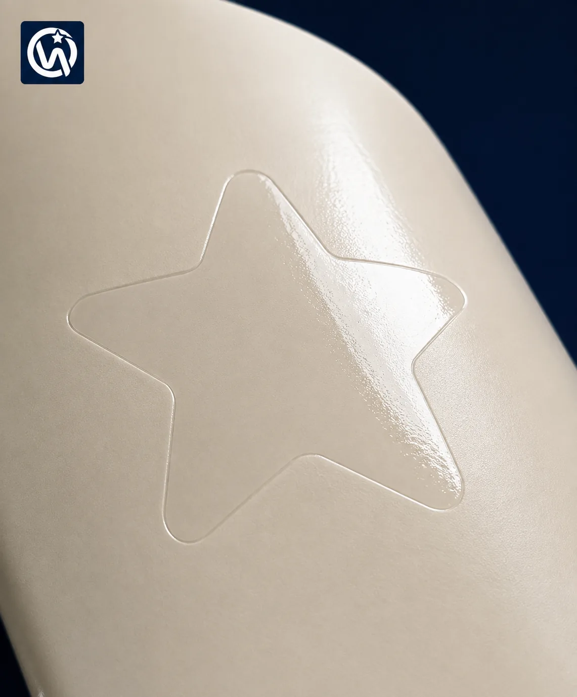 Close-up texture detail of spot uv surface finish on flexible packaging film