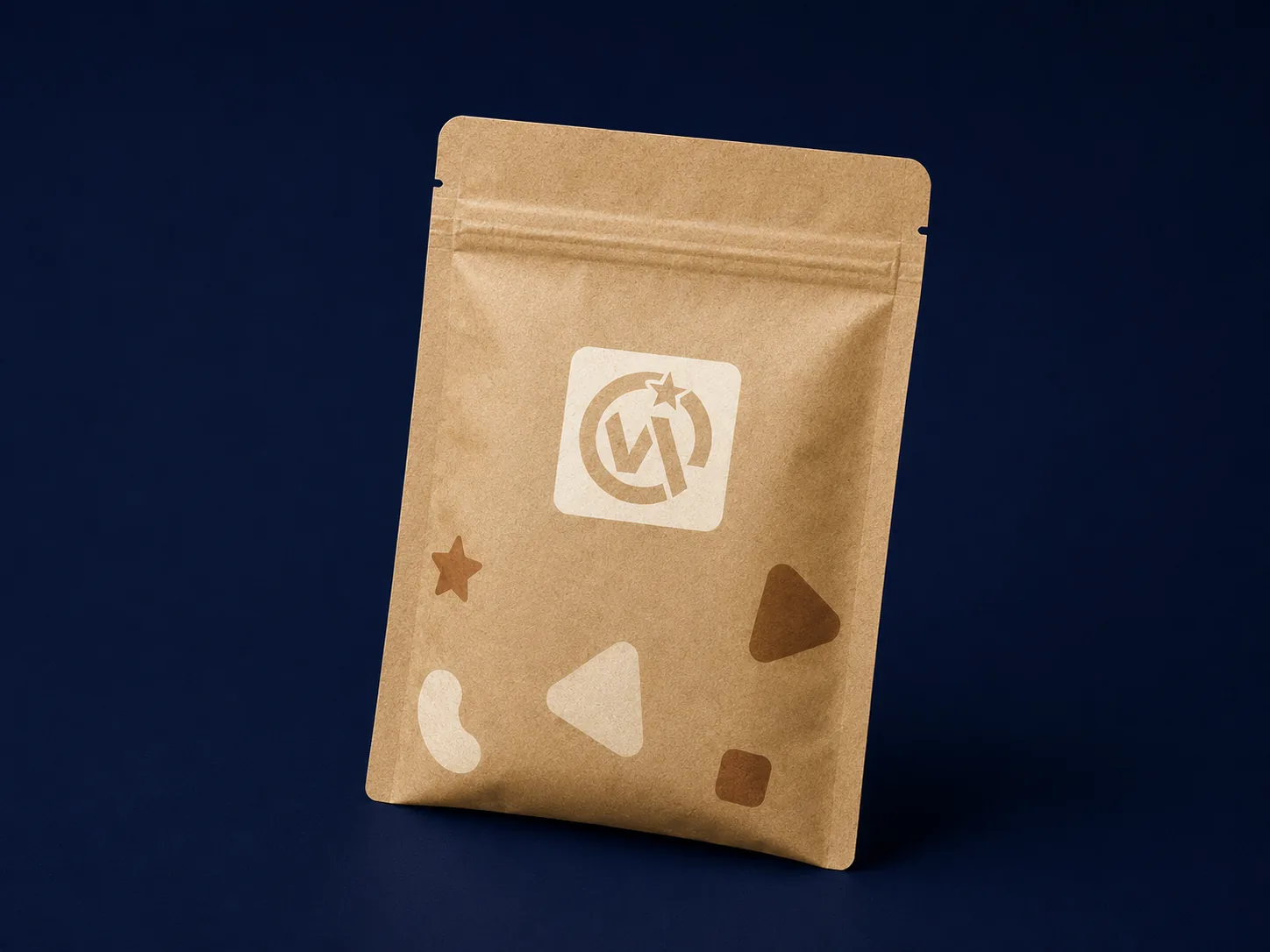 Kraft Zipper Bag — Natural kraft outer with PE inner barrier and PTR zipper