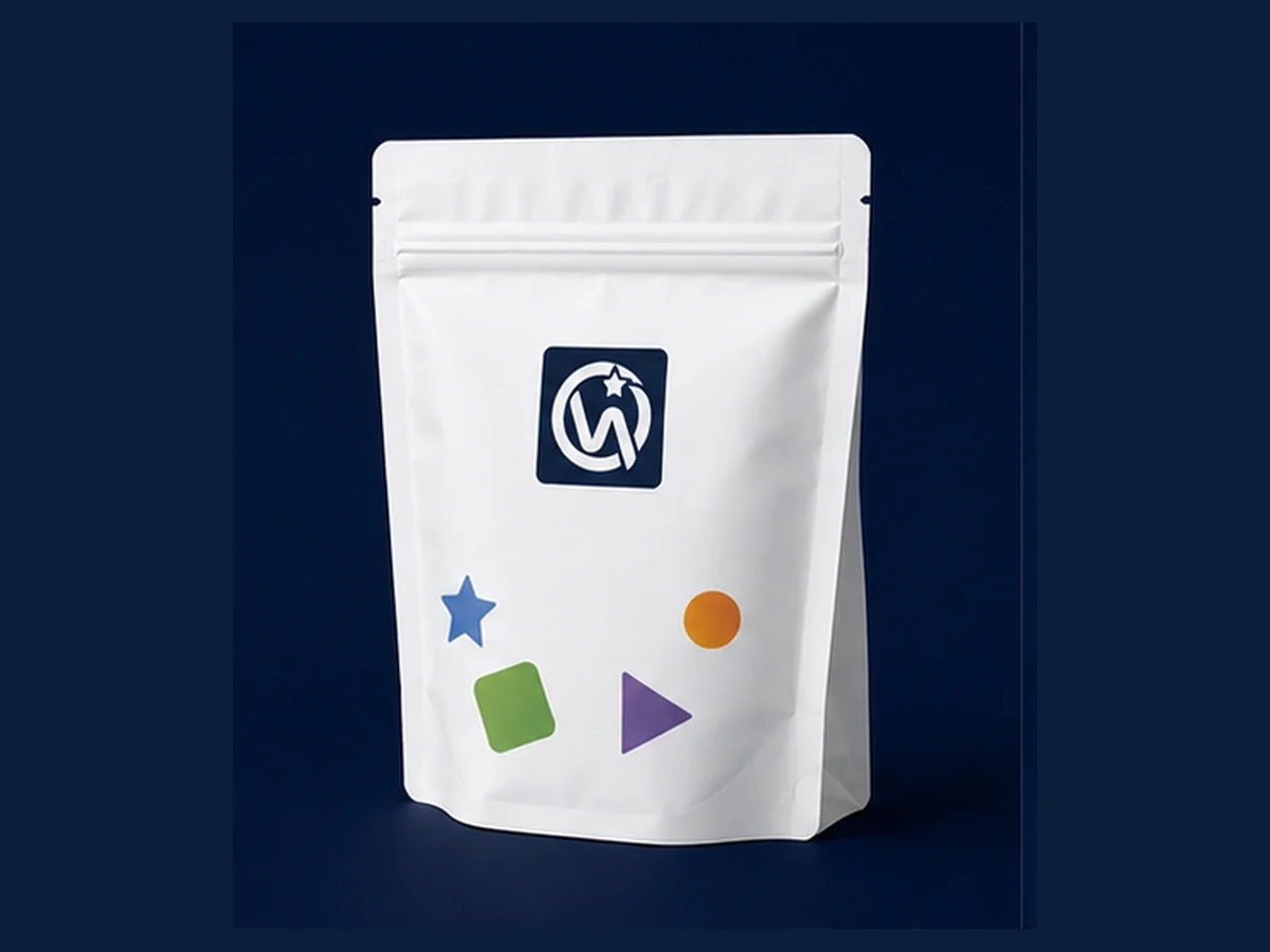 Stand up pouch with resealable press-to-close zipper and EU tear-notch