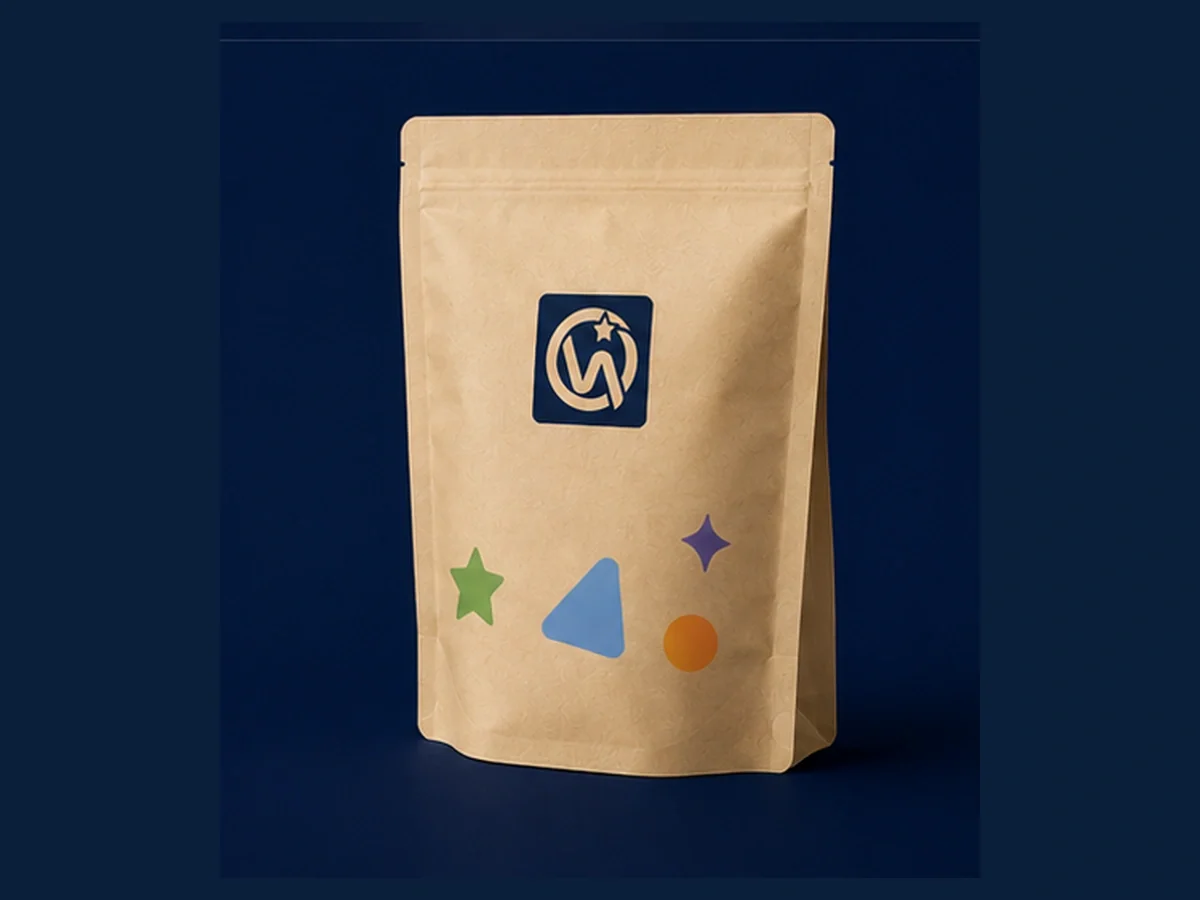 Kraft paper stand up pouch with natural brown finish and PE inner barrier