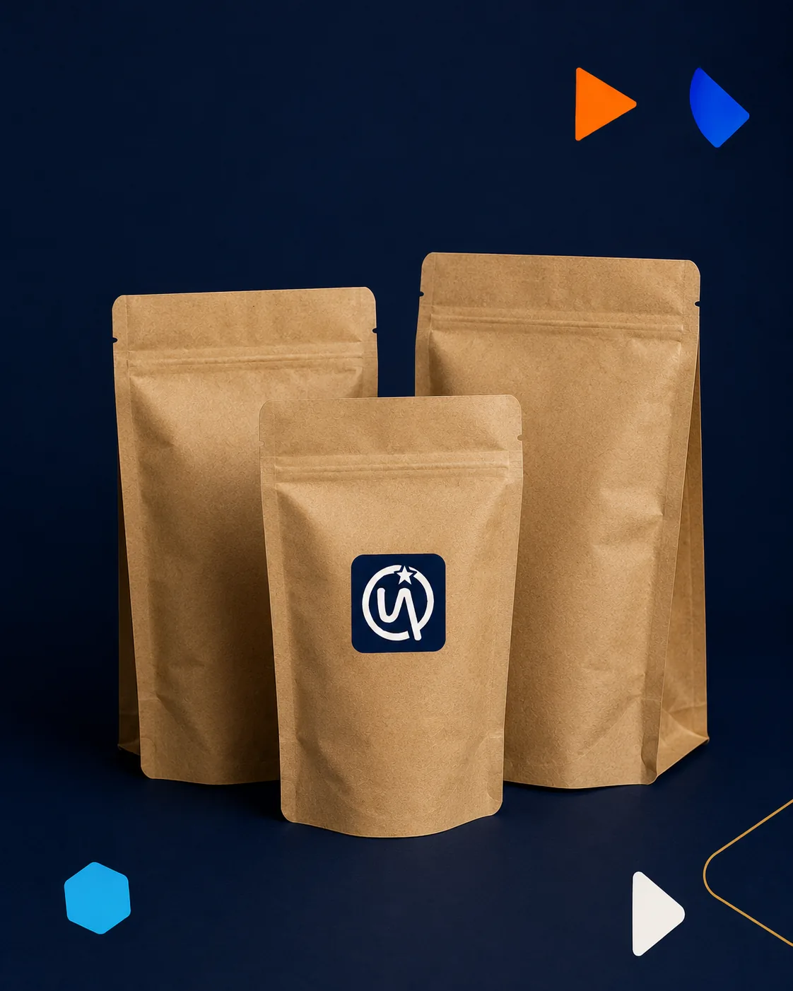 Kraft Paper Pouches — FSC Kraft + Bio-PE · Natural Barrier Laminate (fsc coc · pefc · bpa-free · pfas-free)